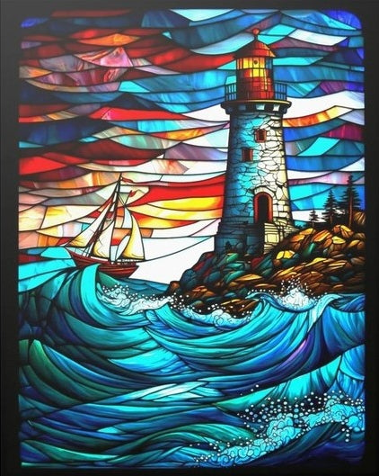 DIAMOND PAINTING -LEUCHTTURM AUF SEE