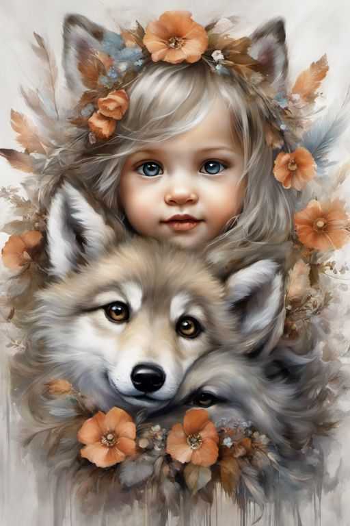 DIAMOND PAINTING -Mädchen und Wolf