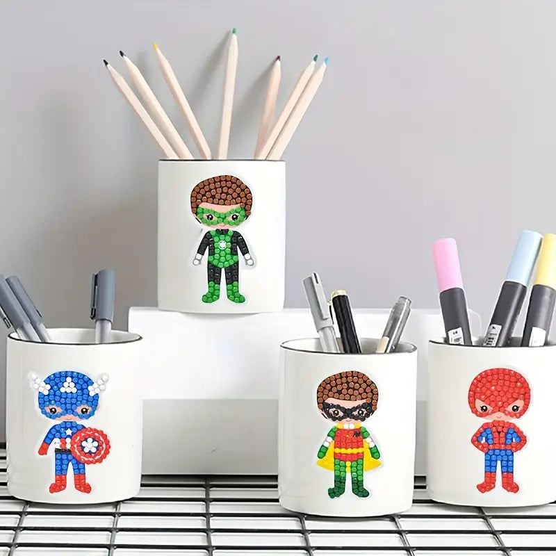 12 Stück DIY runde Diamantmalerei-Aufkleber Wandaufkleber | Karikatur