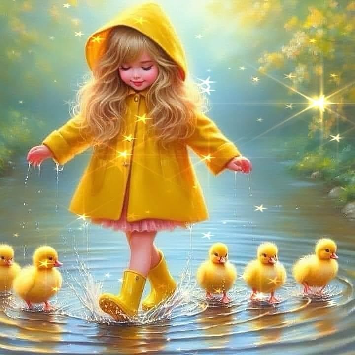 DIAMOND PAINTING - kleine Ente und kleines Mädchen