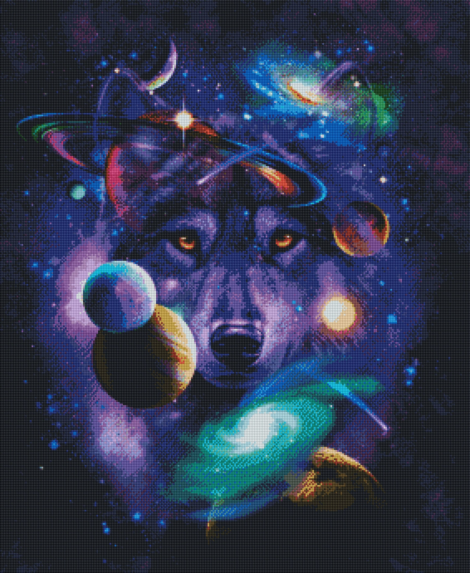 DIAMOND PAINTING -KOSMISCHER WOLF