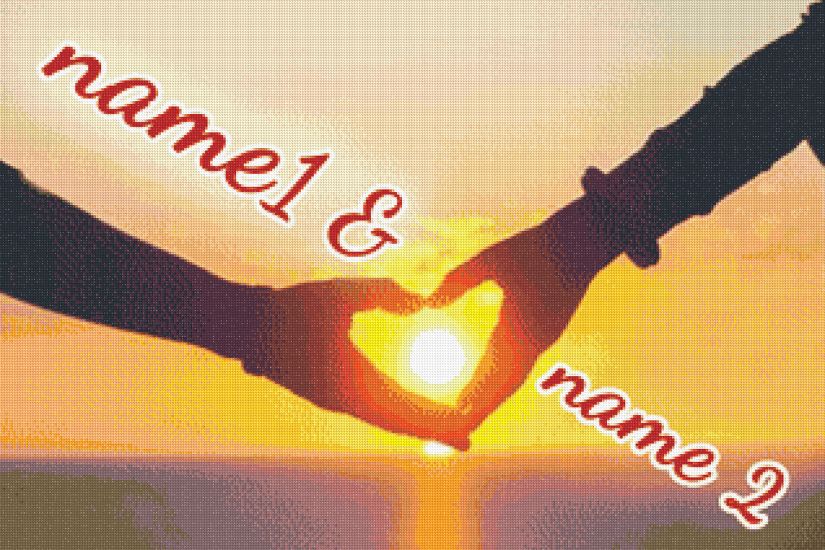 DIAMOND PAINTING - Liebende halten Händchen am Strand (MIT TEXT)