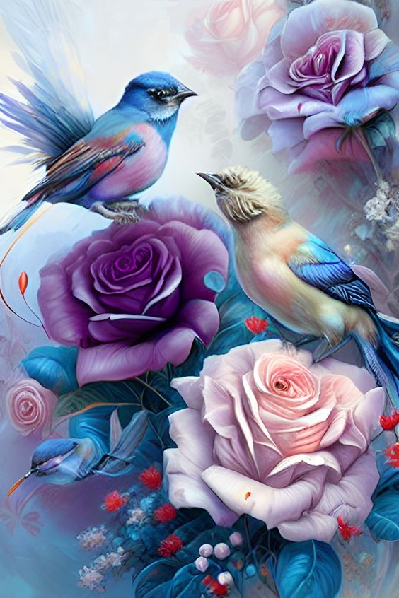 DIAMOND PAINTING -ROSEN UND VÖGEL