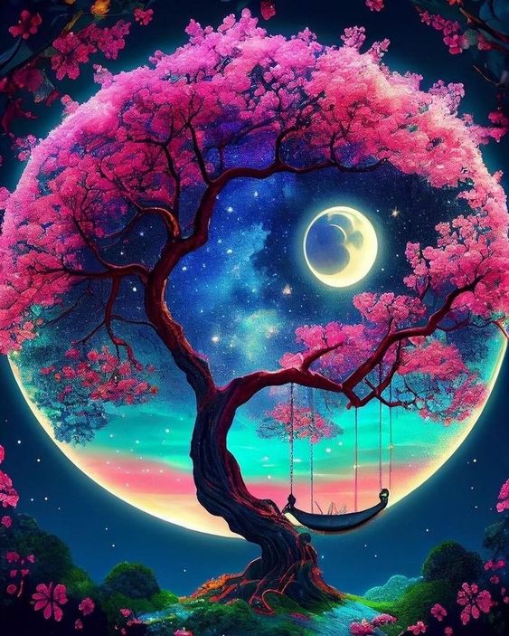 DIAMOND PAINTING -Nachtszene unter dem Mond