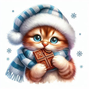 DIAMOND PAINTING -Katze frisst Schokolade