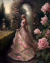 DIAMOND PAINTING -Frau im Rosengarten