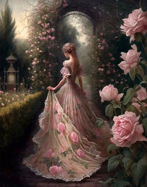 DIAMOND PAINTING -Frau im Rosengarten