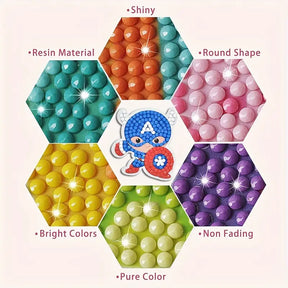 12 Stück DIY runde Diamantmalerei-Aufkleber Wandaufkleber | Karikatur