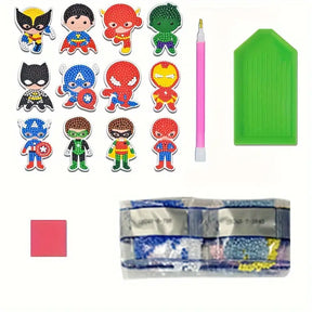 12 Stück DIY runde Diamantmalerei-Aufkleber Wandaufkleber | Karikatur