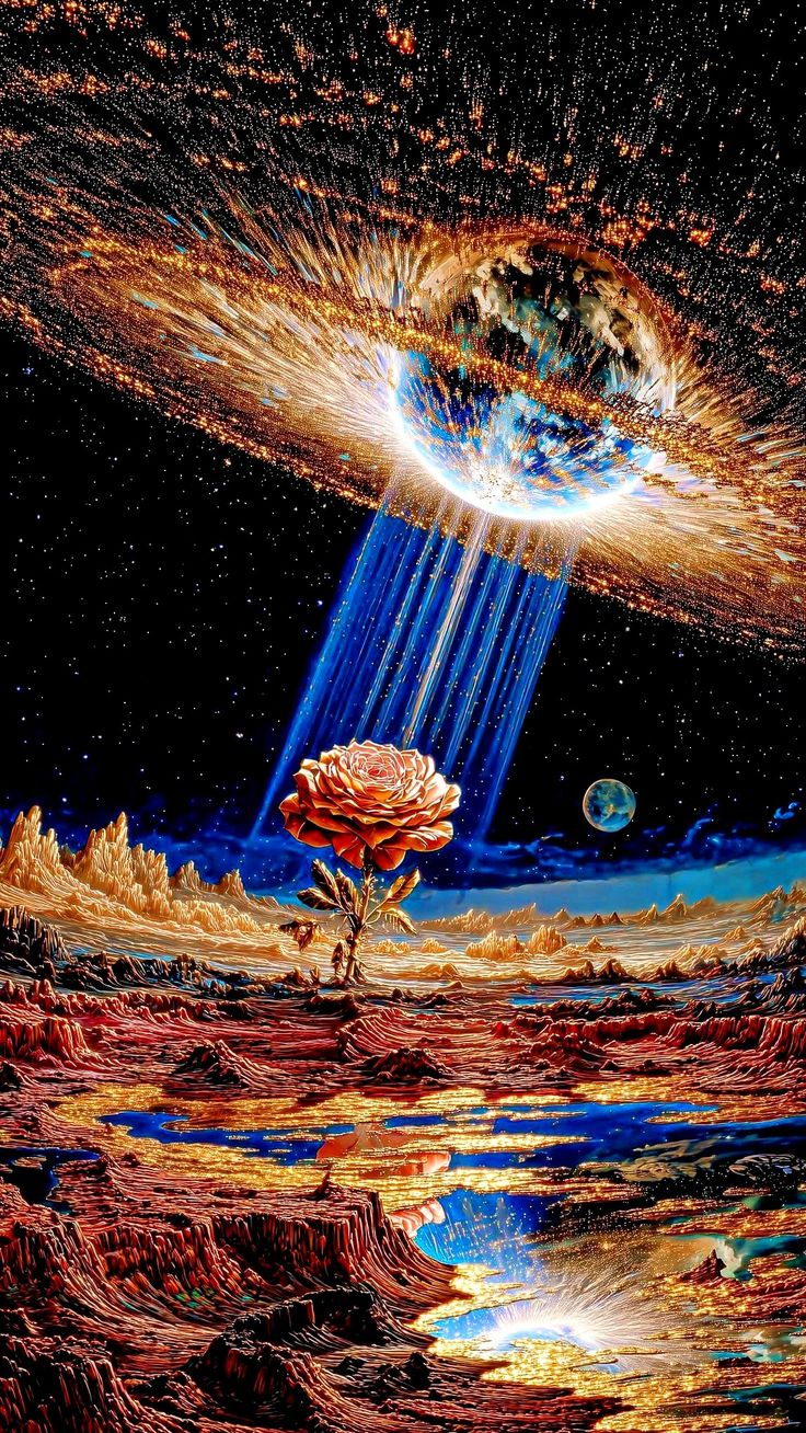 DIAMOND PAINTING - Galaxie und Rose