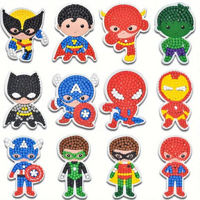 12 Stück DIY runde Diamantmalerei-Aufkleber Wandaufkleber | Karikatur