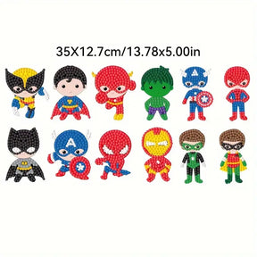 12 Stück DIY runde Diamantmalerei-Aufkleber Wandaufkleber | Karikatur