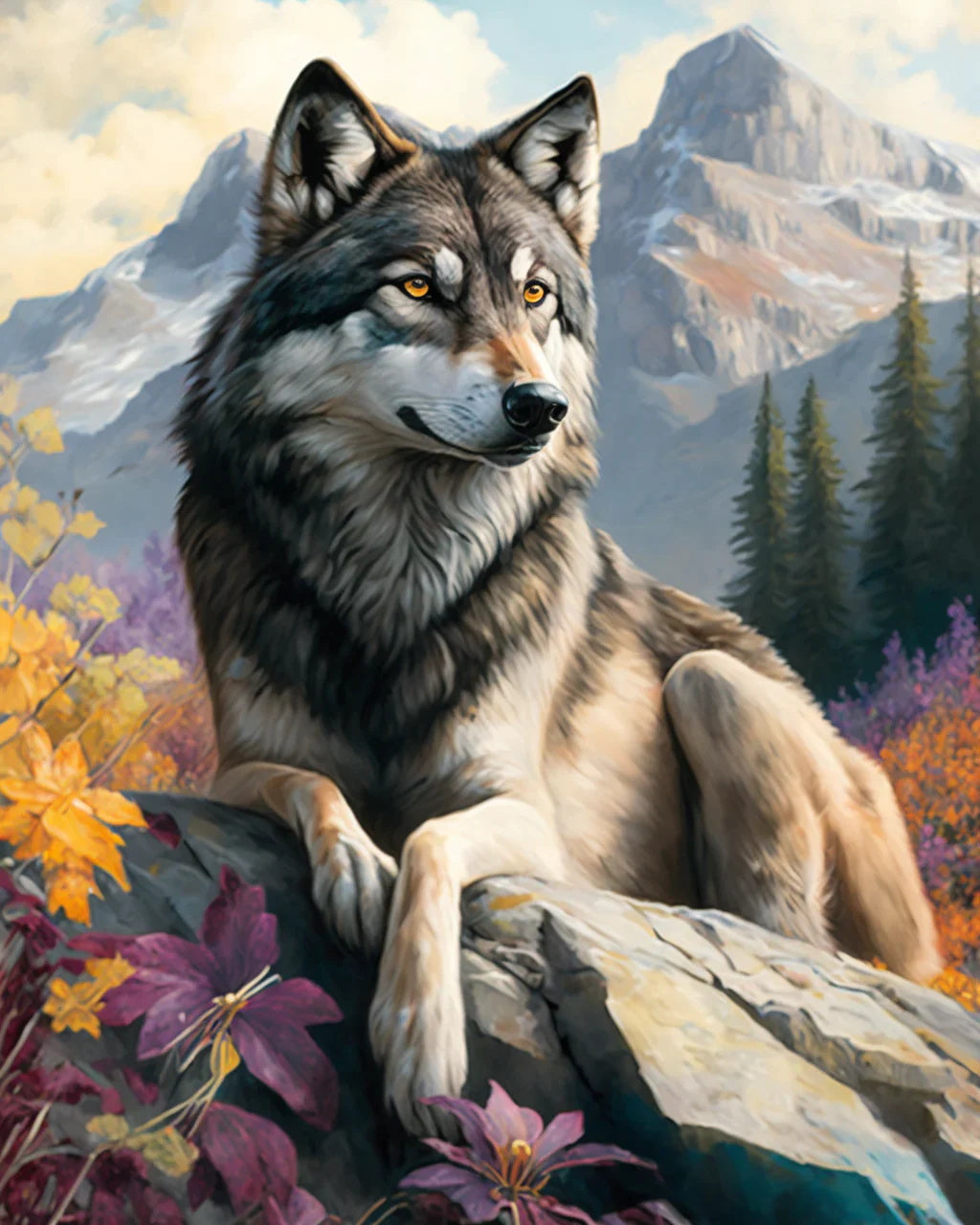 DIAMOND PAINTING - Wölfe in den felsen