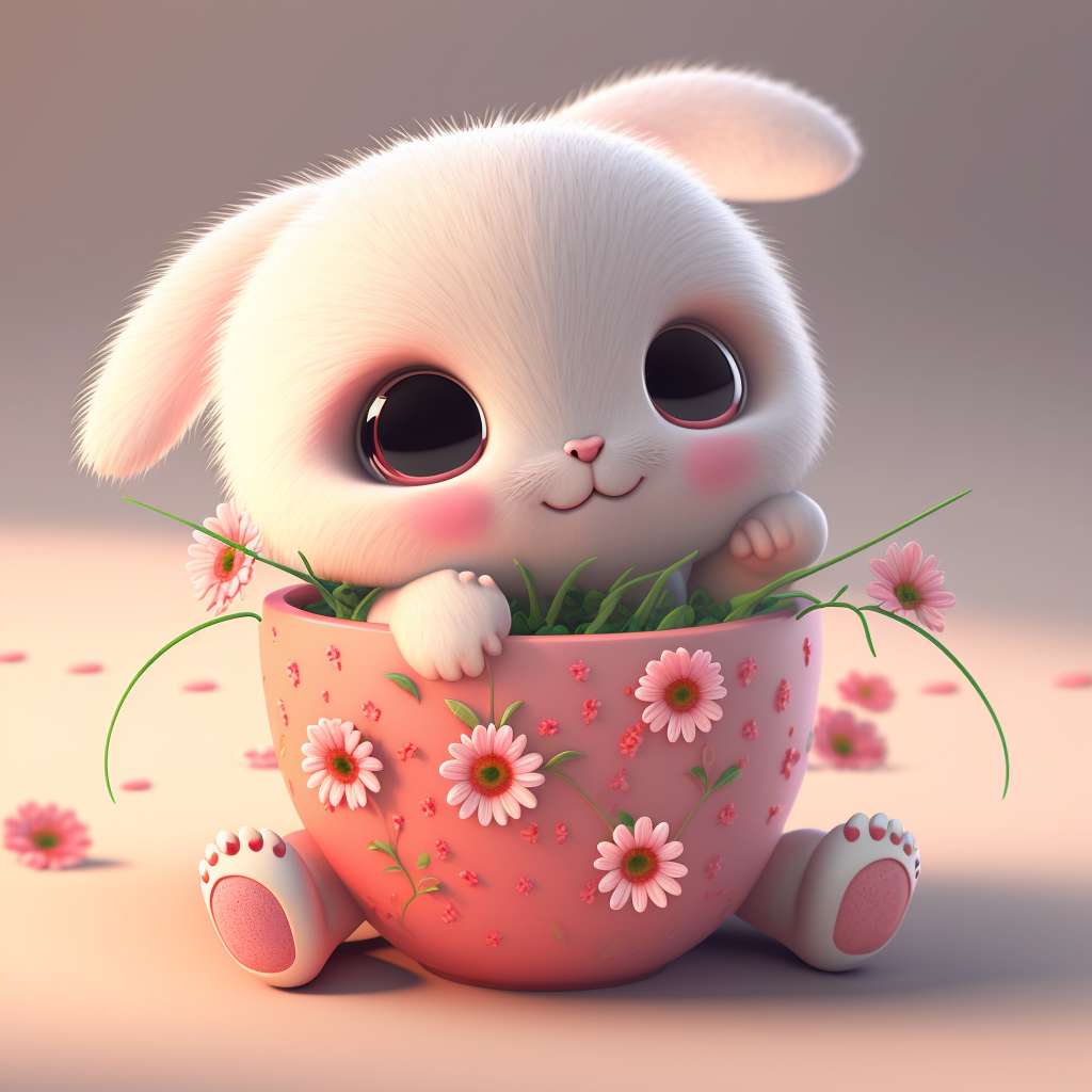 DIAMOND PAINTING -KANINCHEN IN EINER TASSE