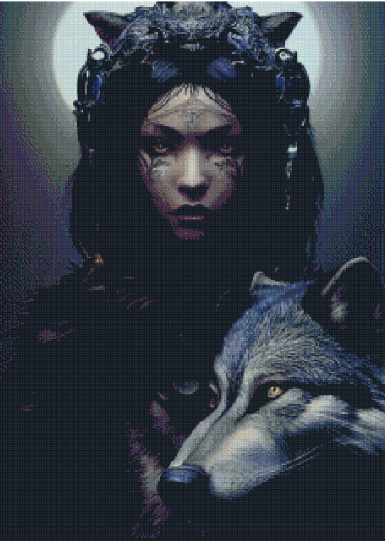 DIAMOND PAINTING - FRAU UND WOLF