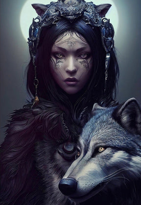 DIAMOND PAINTING - FRAU UND WOLF