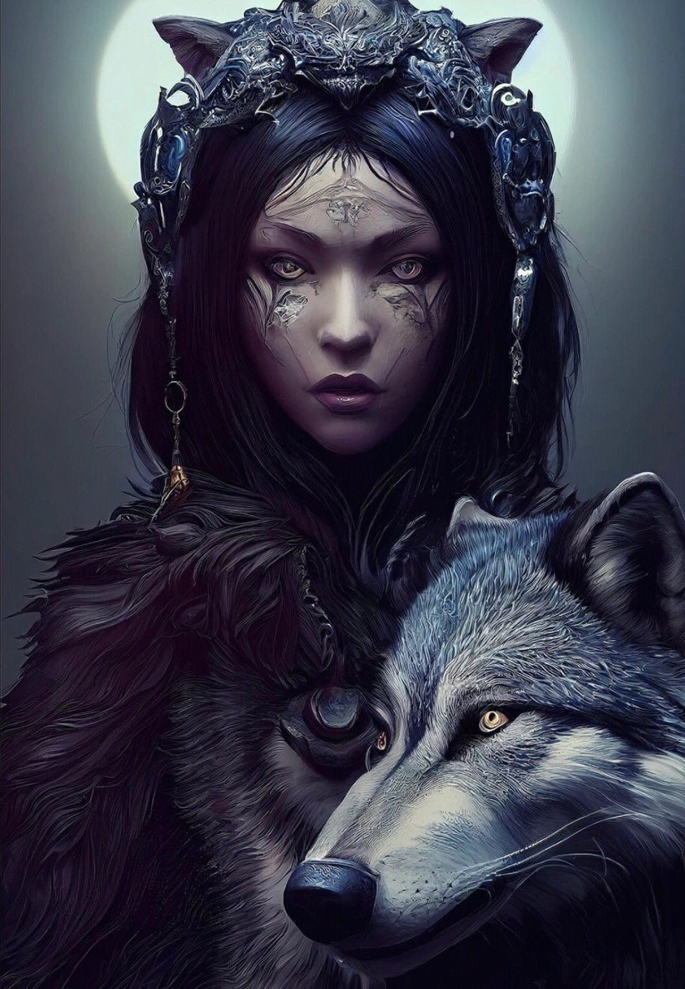 DIAMOND PAINTING - FRAU UND WOLF